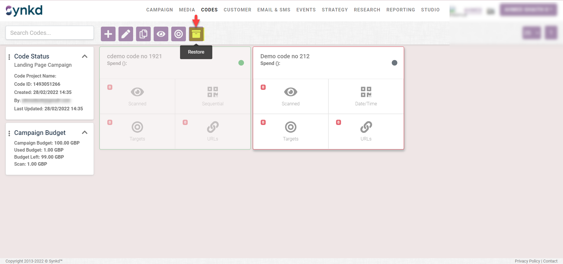 How do I Restore a code.png